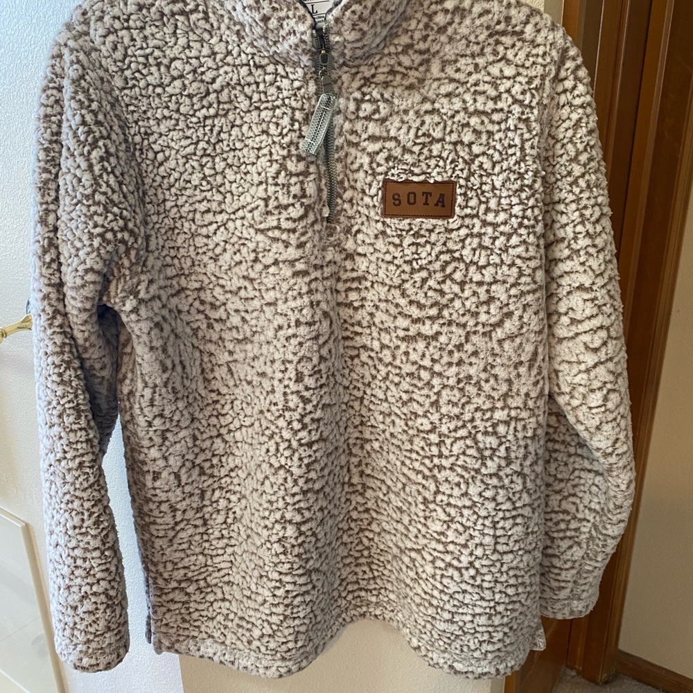 Cozy Sherpa Pullover from SOTA Clothing Co. in Cream and Gray